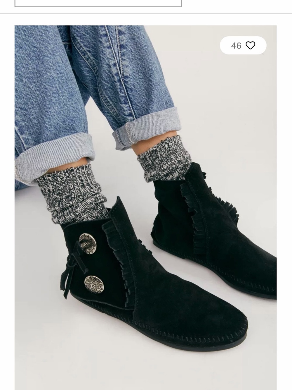 Urban Outfitters Minnetonka Two Button Tie Hard Rubber Moccasins